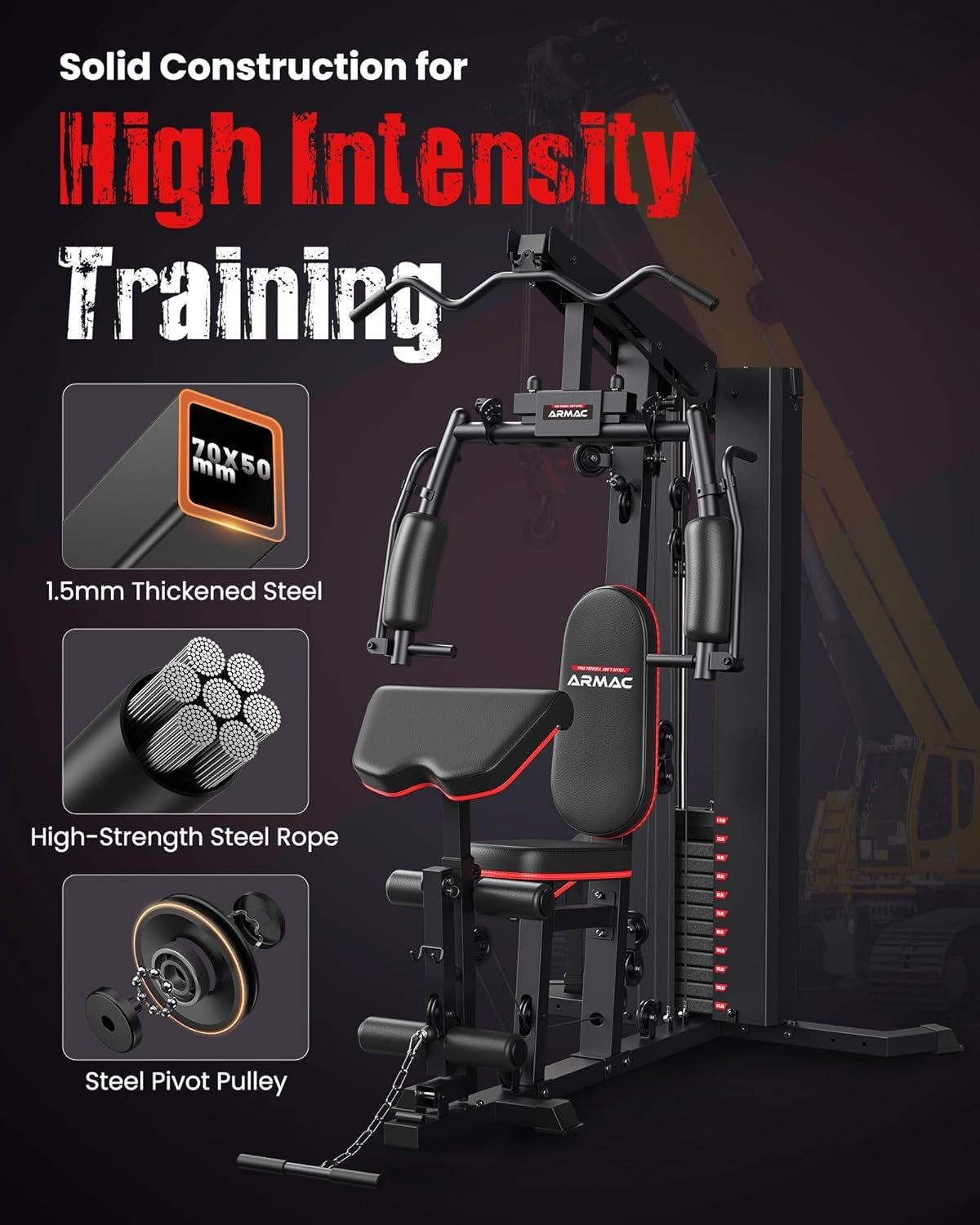 FED FITNESS Home Gym Equipment, 150LBS Weight Stack, Full Body Workout Machine with Pulley System for Strength Training