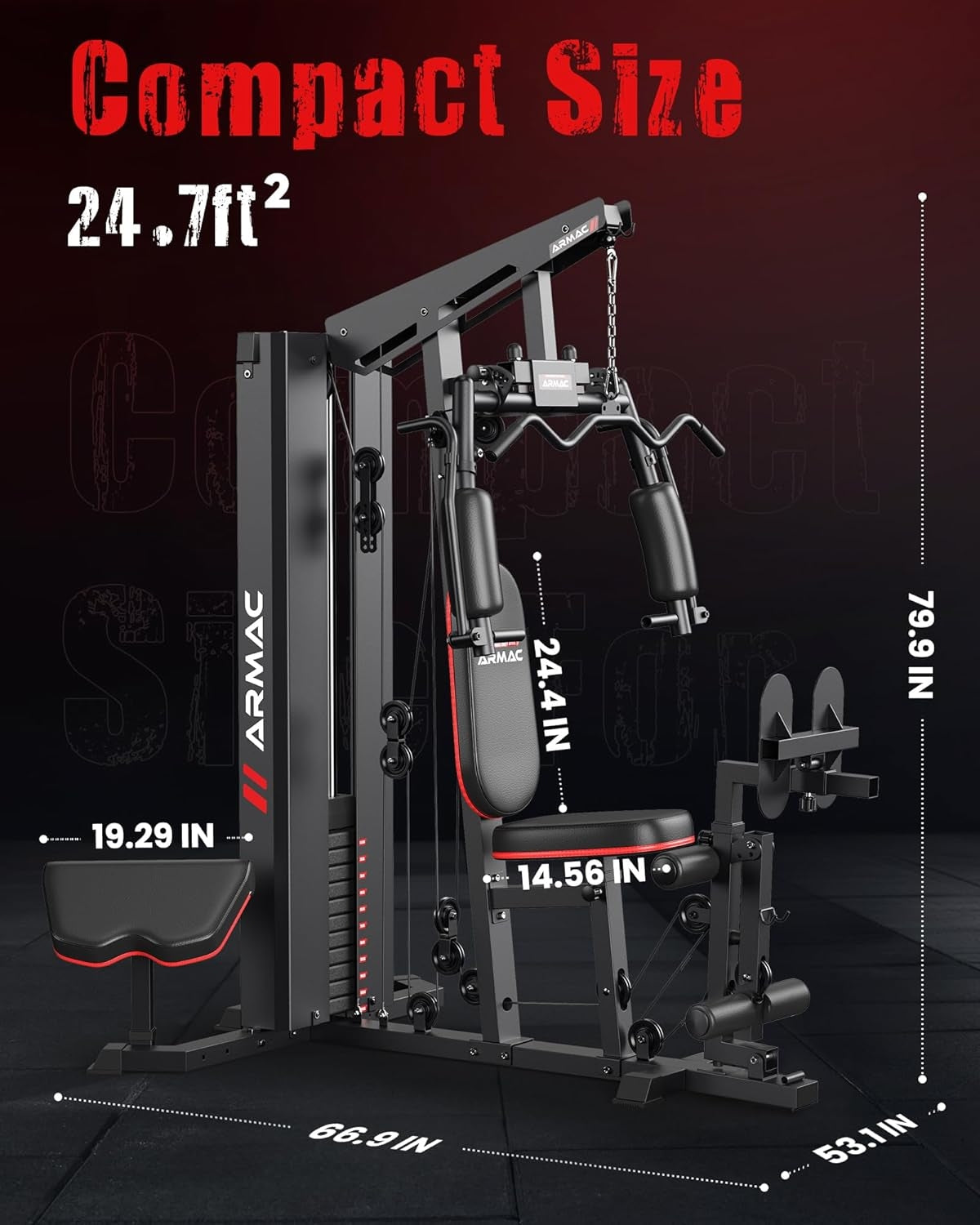 FED FITNESS Home Gym Equipment, 150LBS Weight Stack, Full Body Workout Machine with Pulley System for Strength Training