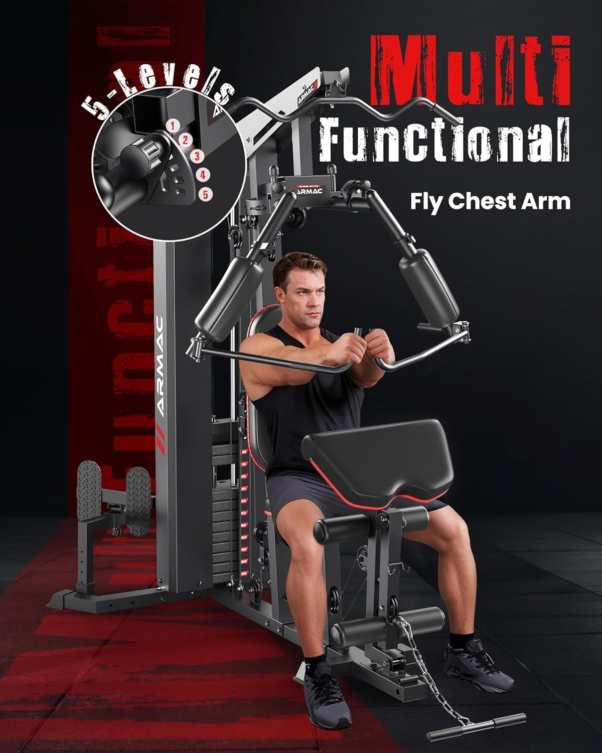 FED FITNESS Home Gym Equipment, 150LBS Weight Stack, Full Body Workout Machine with Pulley System for Strength Training