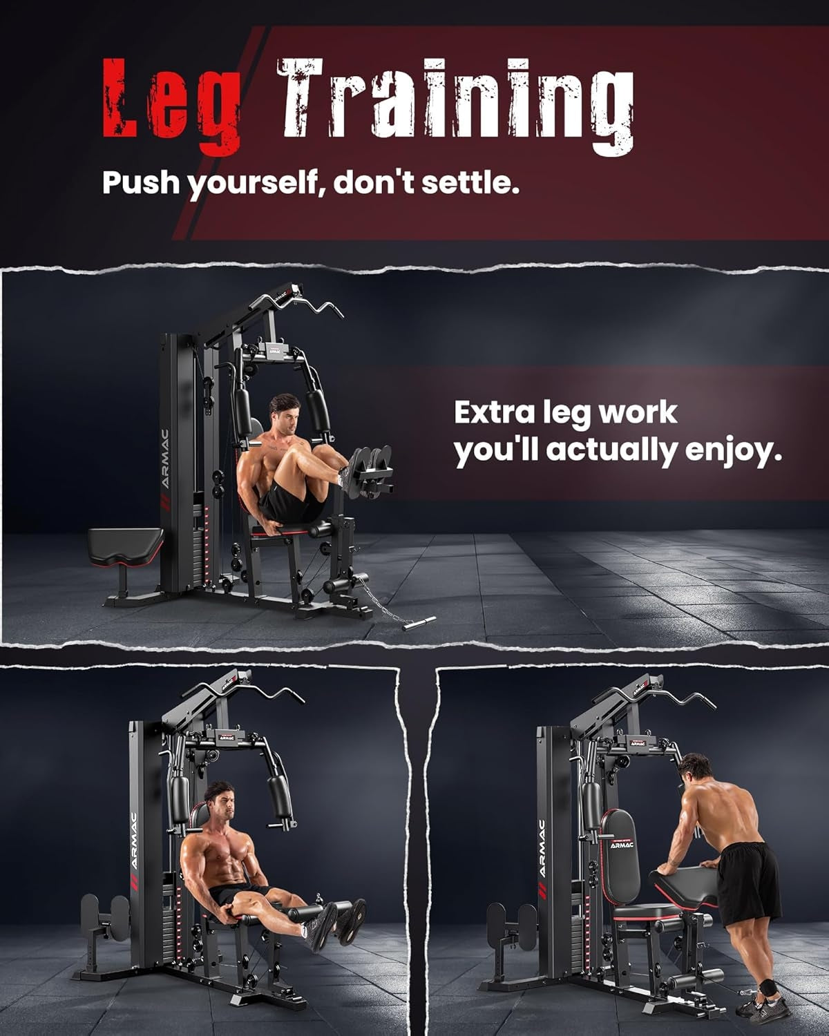 FED FITNESS Home Gym Equipment, 150LBS Weight Stack, Full Body Workout Machine with Pulley System for Strength Training
