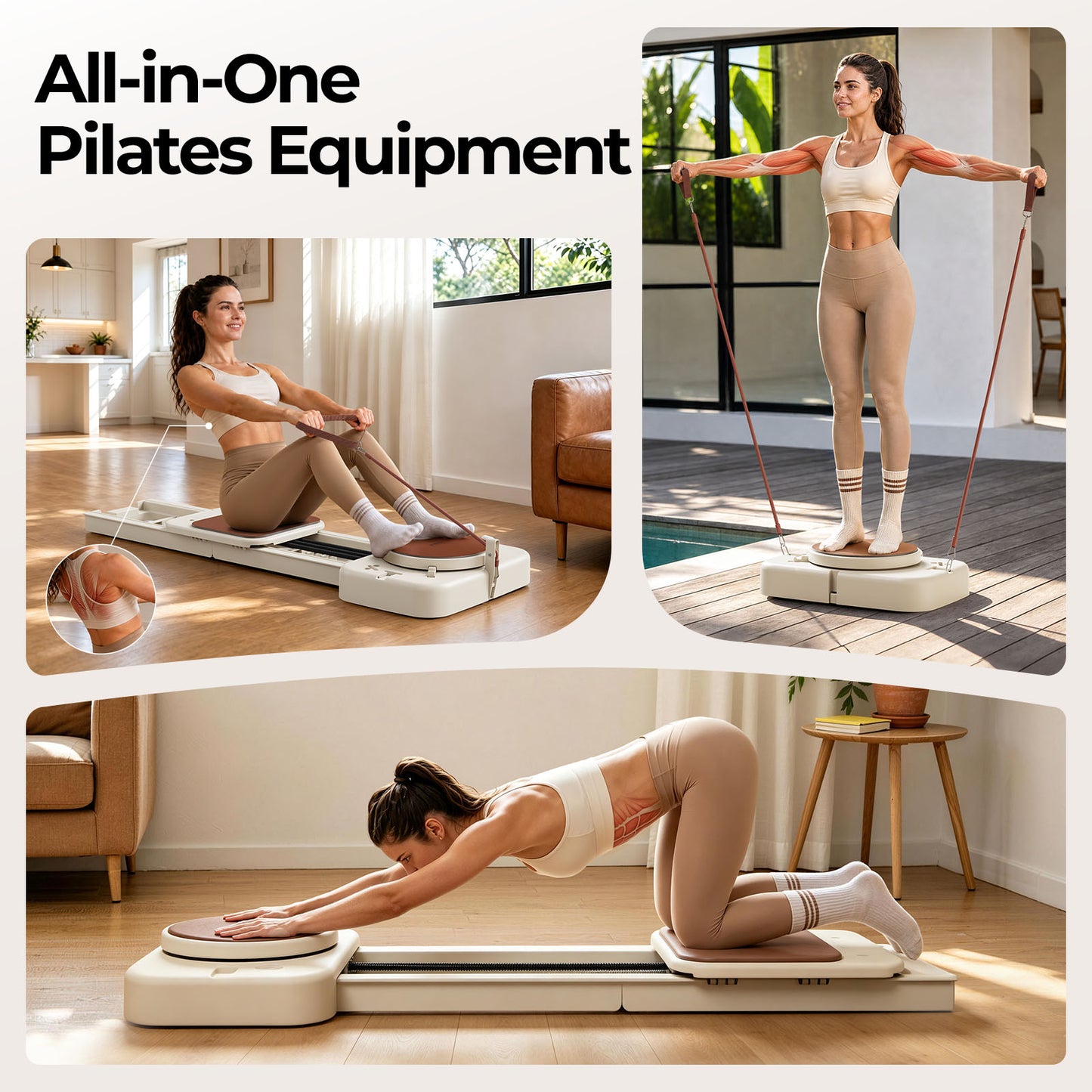 FED FITNESS Pilates Reformer Machine for Home, Extended Sliding Rail Pilates Equipment with Twisting Board, Full Body Exercise Trainer for Core Workout, Stretching, Flexibility and Balance Training