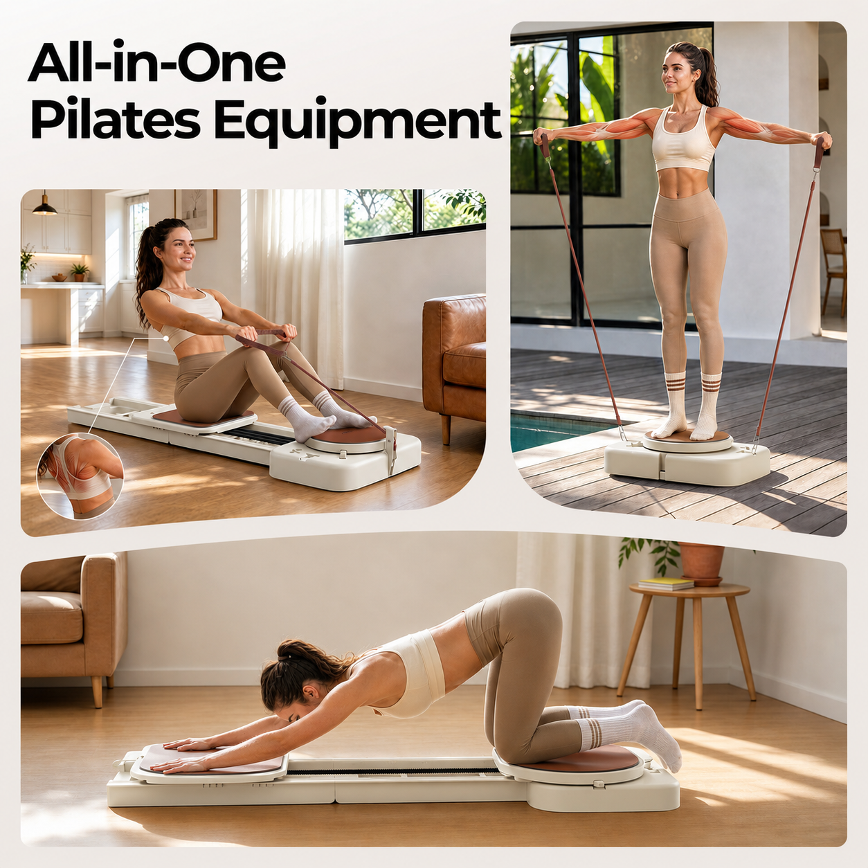 FED FITNESS Pilates Reformer Machine with Springs, Pilates Machines for Home Use and Studio, Pilates Equipment with Sitting Box, Jump Board and Accessories