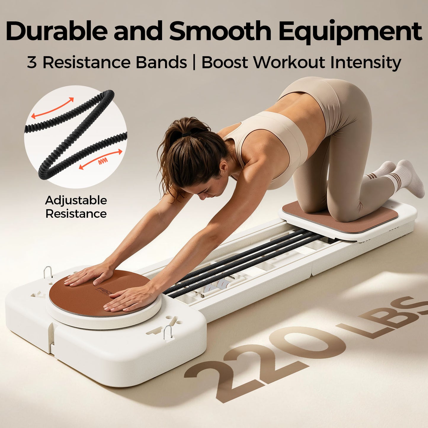 FED FITNESS Pilates Reformer Machine for Home, Extended Sliding Rail Pilates Equipment with Twisting Board, Full Body Exercise Trainer for Core Workout, Stretching, Flexibility and Balance Training
