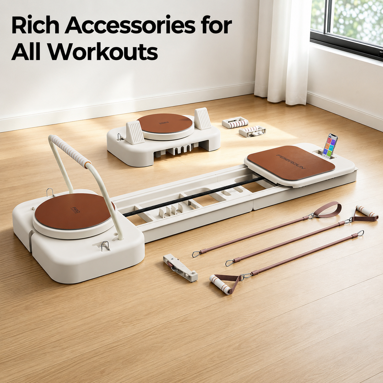 FED FITNESS Pilates Reformer Machine with Springs, Pilates Machines for Home Use and Studio, Pilates Equipment with Sitting Box, Jump Board and Accessories